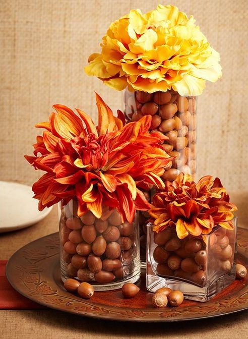 DIY Acorn Centerpiece Via Tarametblog