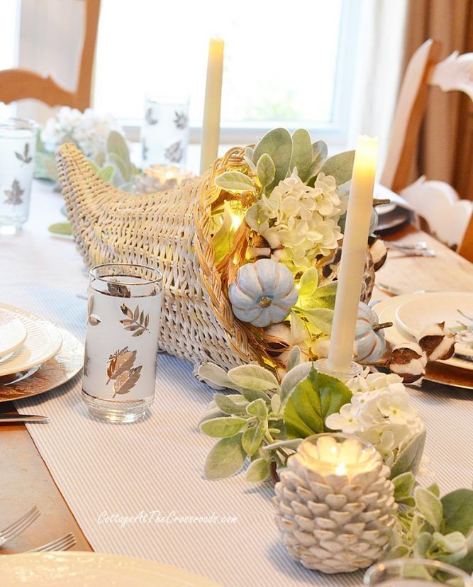 DIY Thanksgiving Cornucopia Centerpiece Via Cottageatthecrossroads