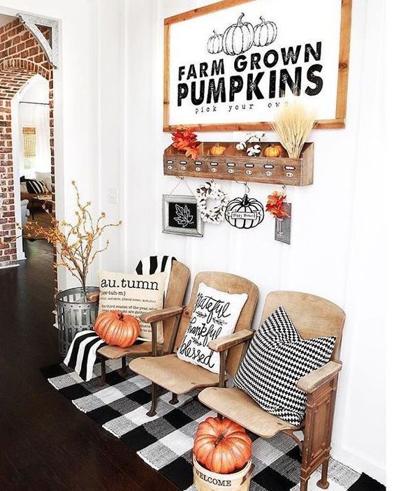 Farm Grown Pumpkins Fall Entryway Decor