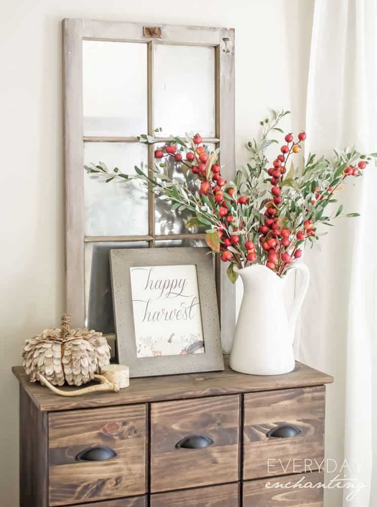 Pomegranate Branches In Large White Pitcher Fall Decor Ideas Via Ninahendrick