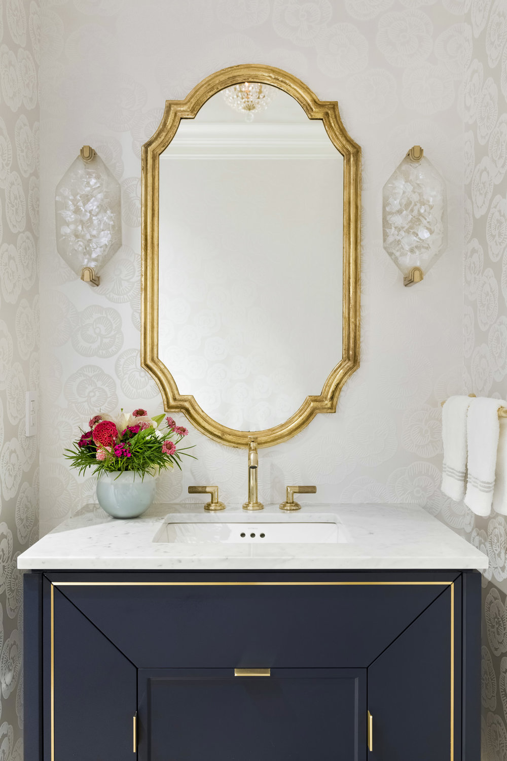 Brass Bathroom mirror via RLH Studio