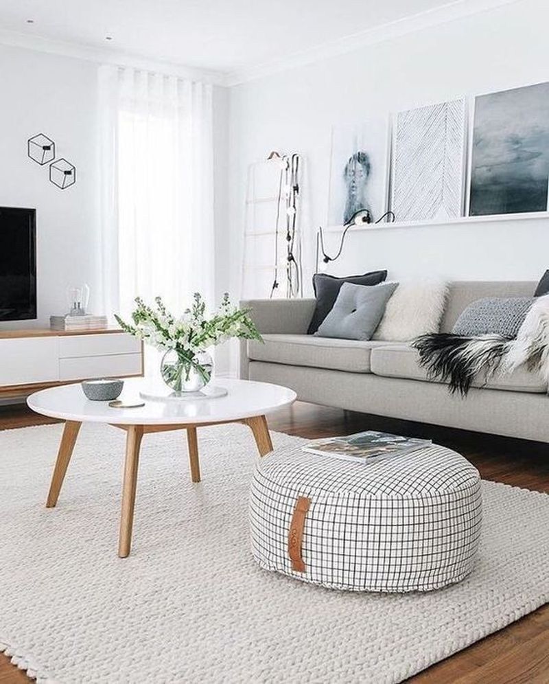 Floor Poof in Scandinavian Living Room
