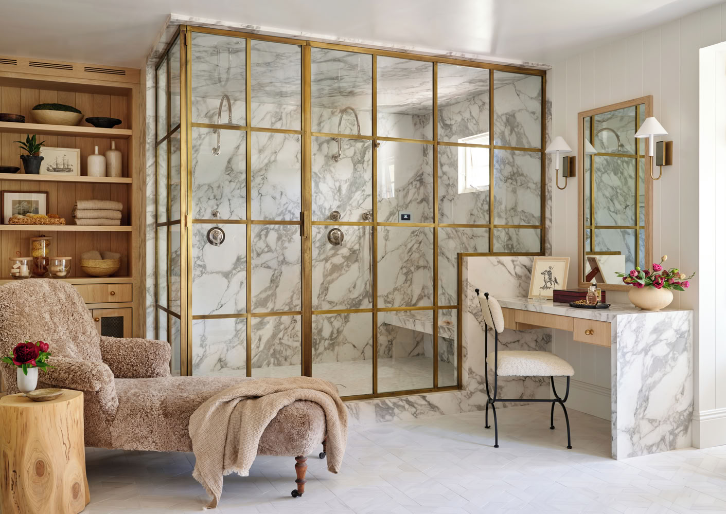 Shower design brass stall mindygayerdesign